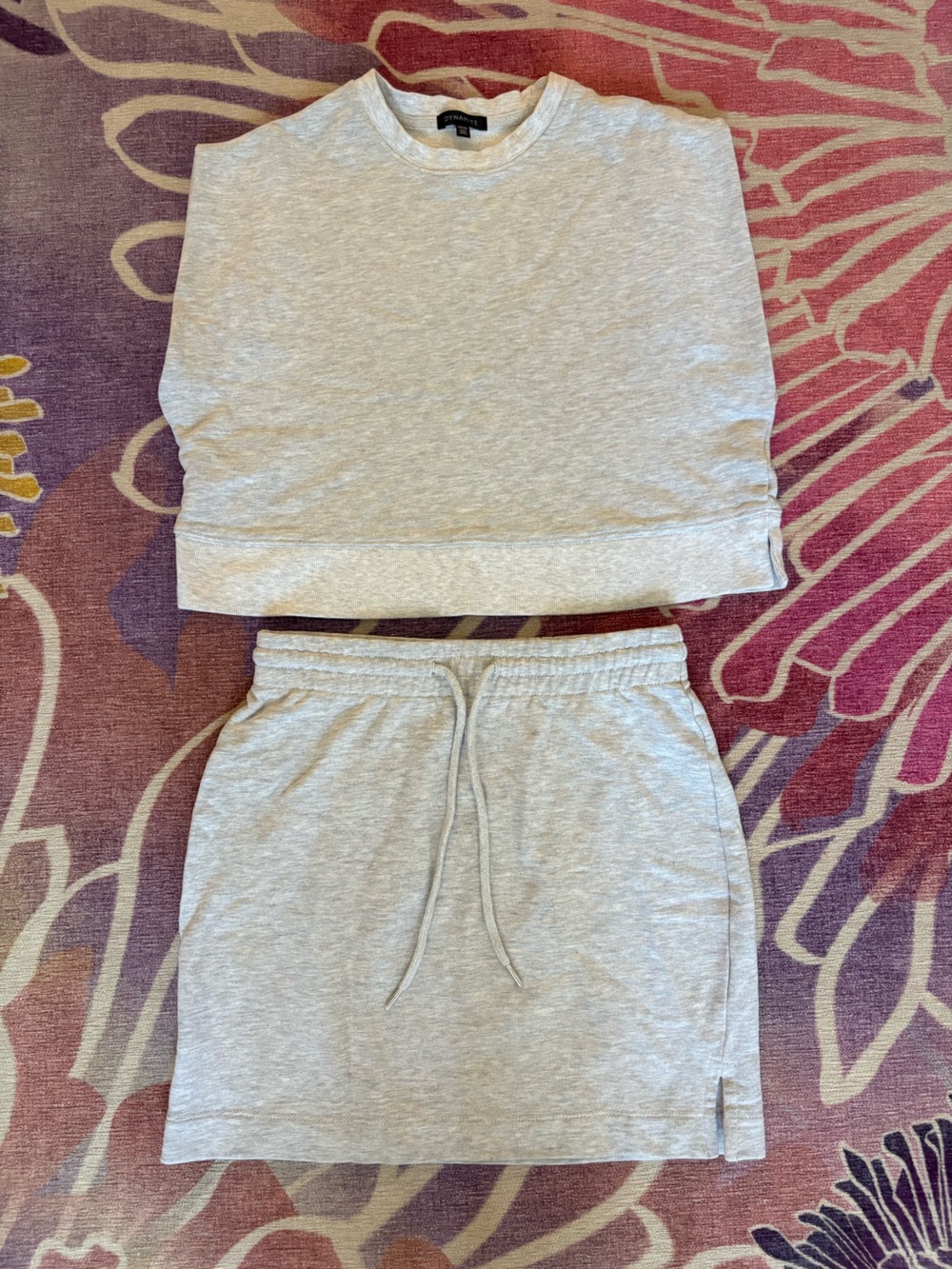 Dynamite Light Gray Mini Skirt Sweat Set
